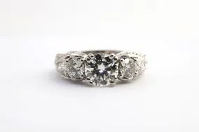 14k White Gold 1.28ctw Moissanite 0.70ctw Diamond Wedding Ring Size 6 (4.70g.)