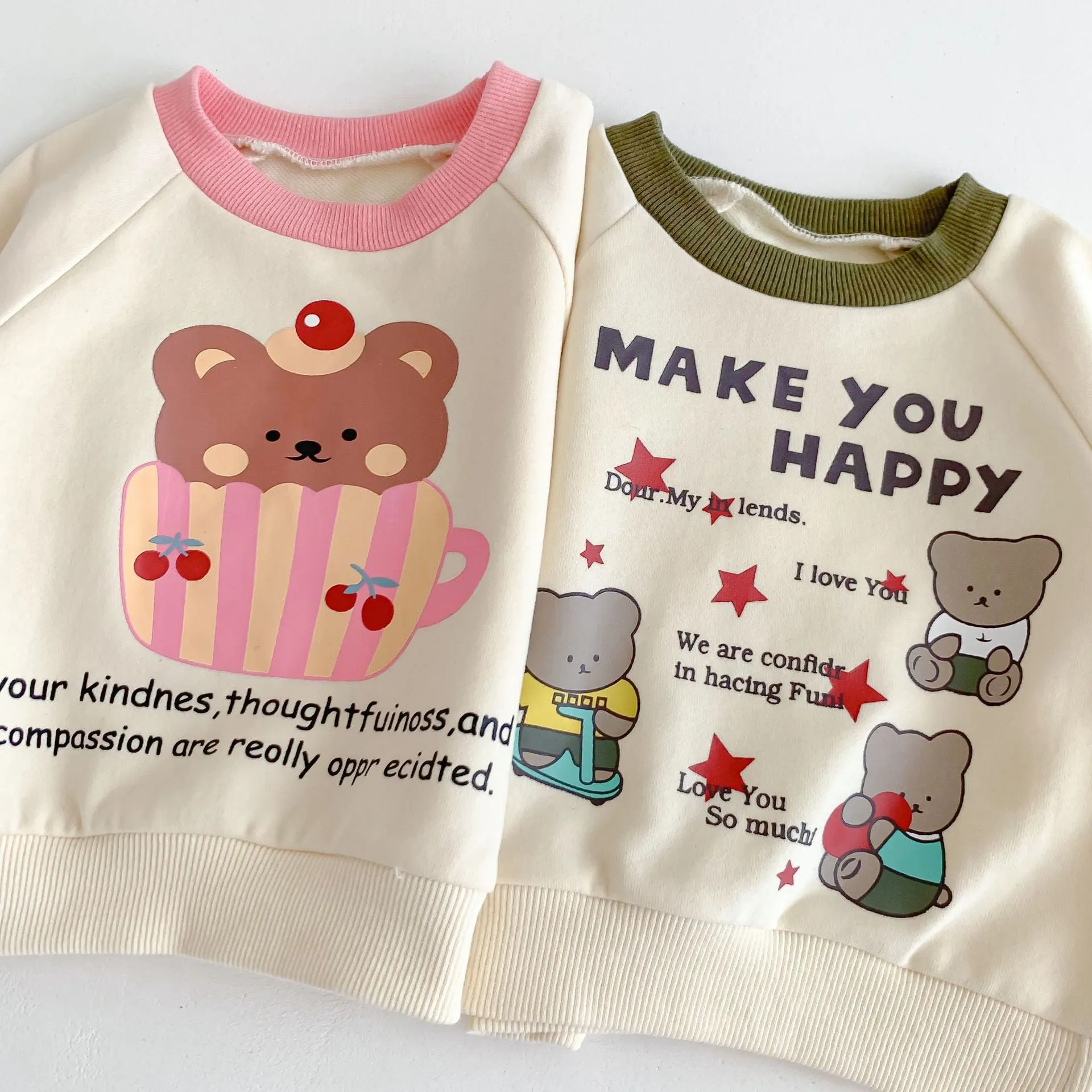 2 Pieces Set Baby Kid Girls Boys Letters Cartoon Print Tops And Solid Color Pants Wholesale 23101908