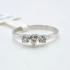 .40ctw Heart-Round Trio Diamond Engagement Ring 14K White Gold