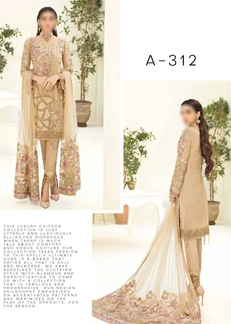 A-312R - Readymade - Chevron Vol 3 Chiffon Collection by Ramsha 2021