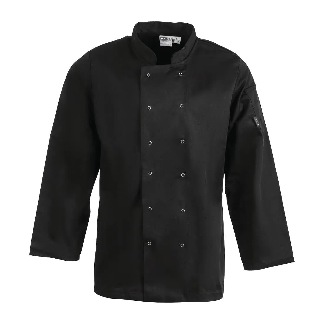 A438-L Whites Vegas Unisex Chefs Jacket Long Sleeve Black L