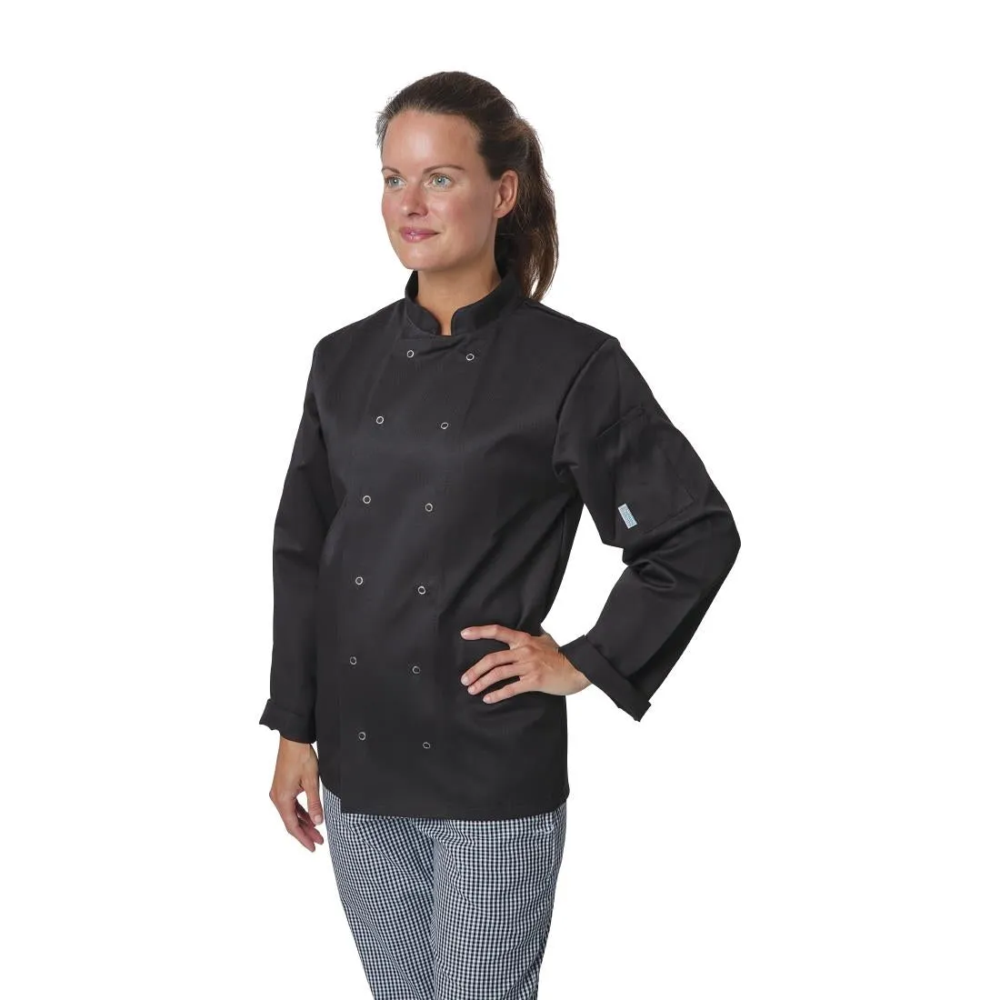 A438-L Whites Vegas Unisex Chefs Jacket Long Sleeve Black L