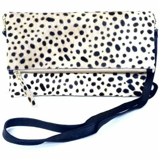 Abello Foldover Leopard Print Clutch Crossbody-SALE