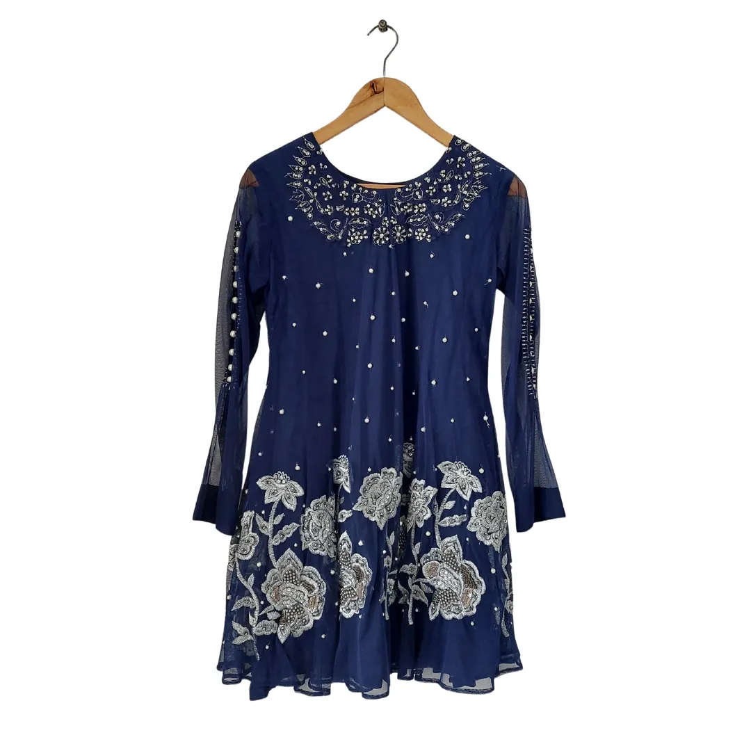 Ansab Jahangir Blue Pearl Embroidered Outfit (3 pieces) | Gently Used |