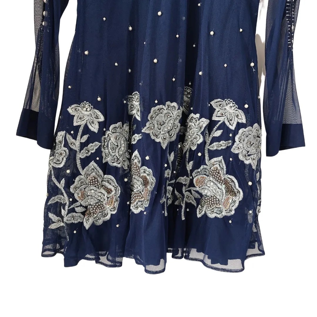 Ansab Jahangir Blue Pearl Embroidered Outfit (3 pieces) | Gently Used |