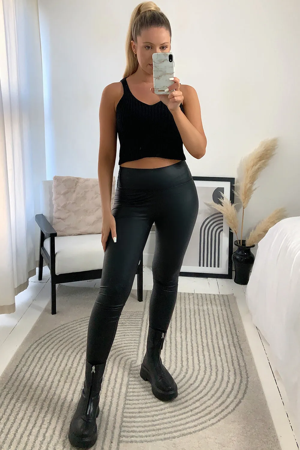 Ashlyn Black Knit Crop Top