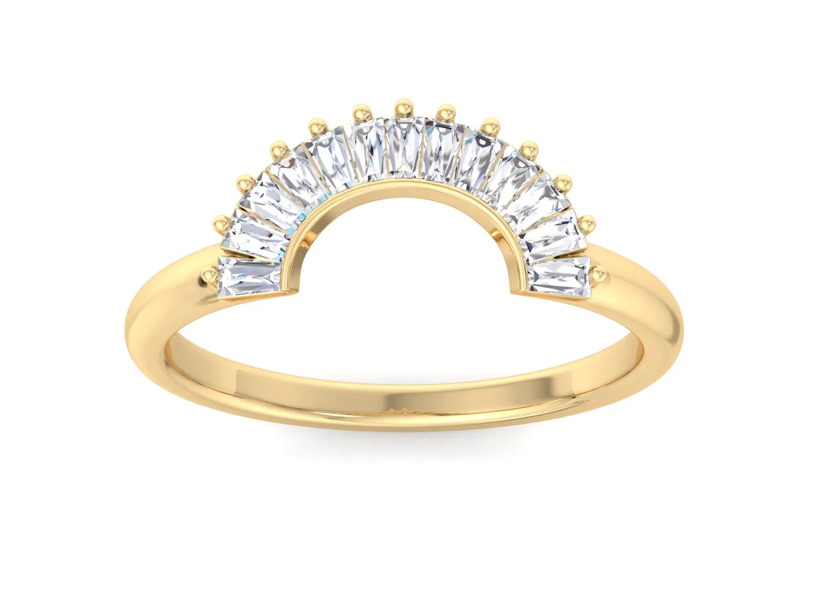 Baguette Ring Curved Ring Engagement Ring Unique Wedding Ring