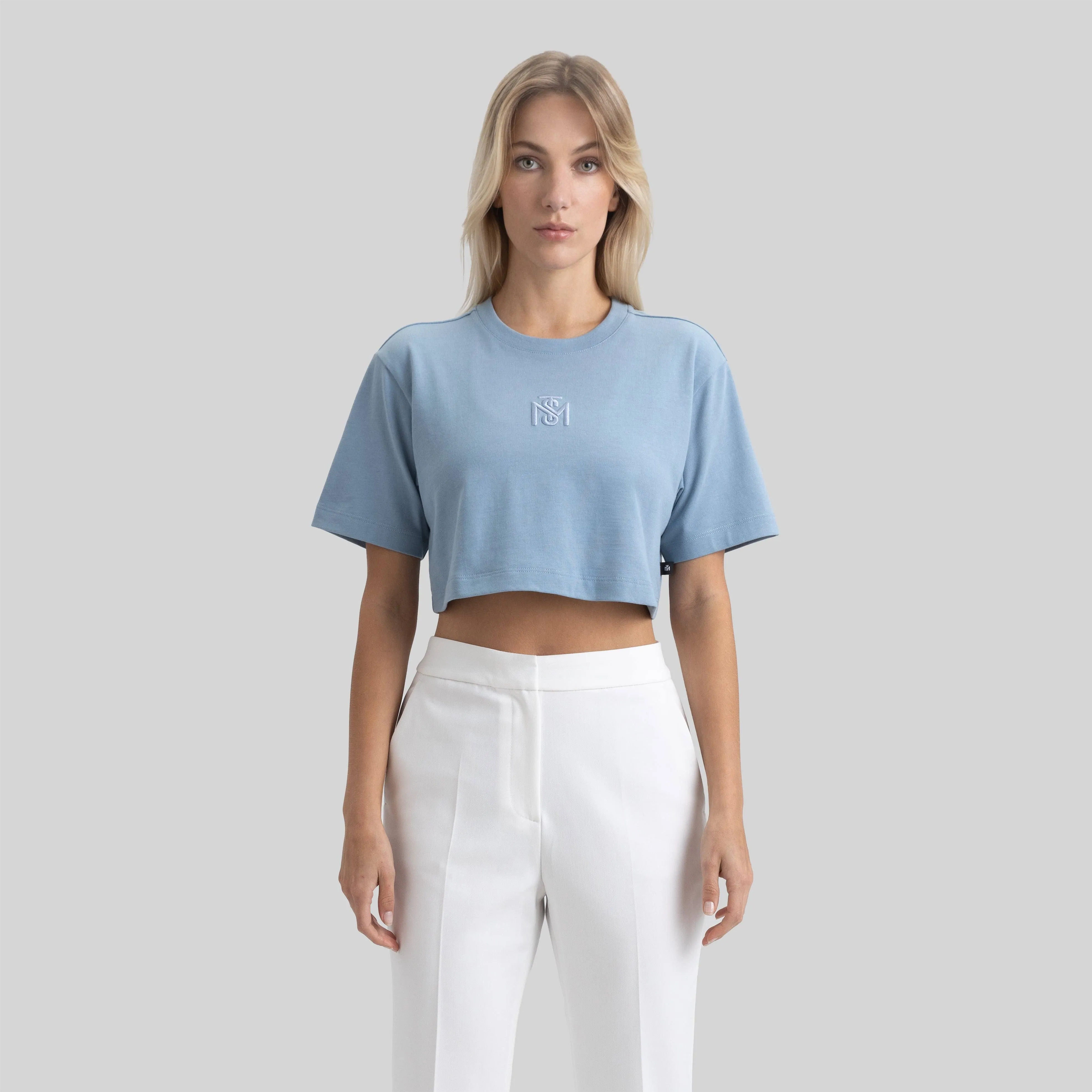 BENZ CROP TOP FADED DENIM