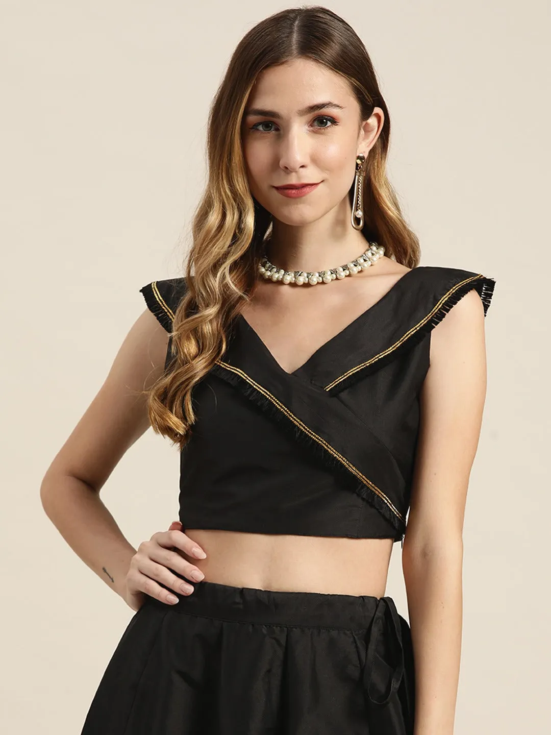 Black Off Shoulder Crop Top