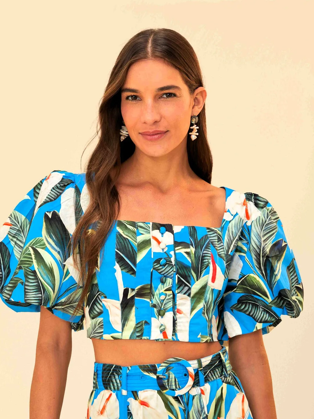 Blue Anthurium Garden Crop Top