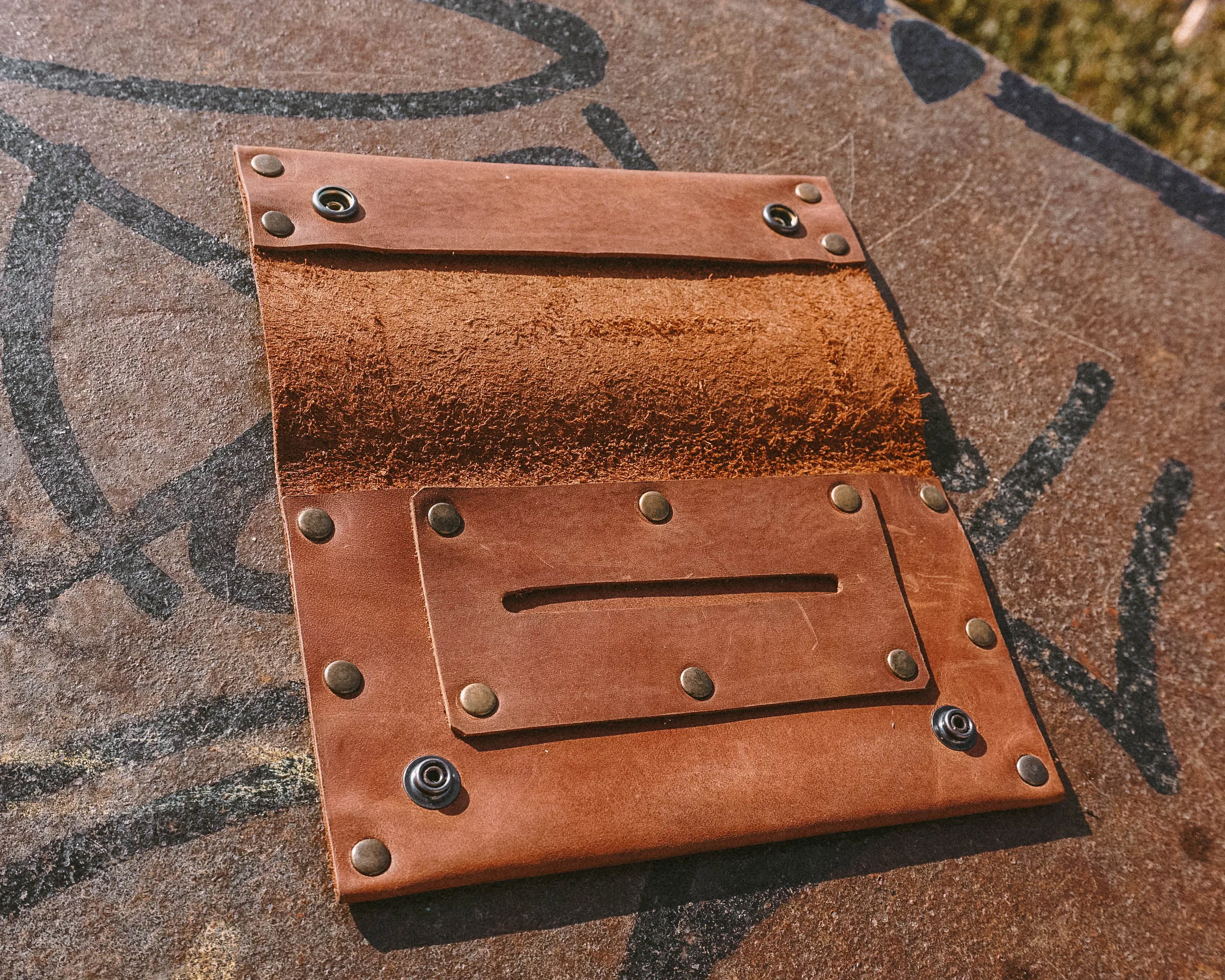 Brown Leather Tobacco Pouch with buttons | Tobacco Case