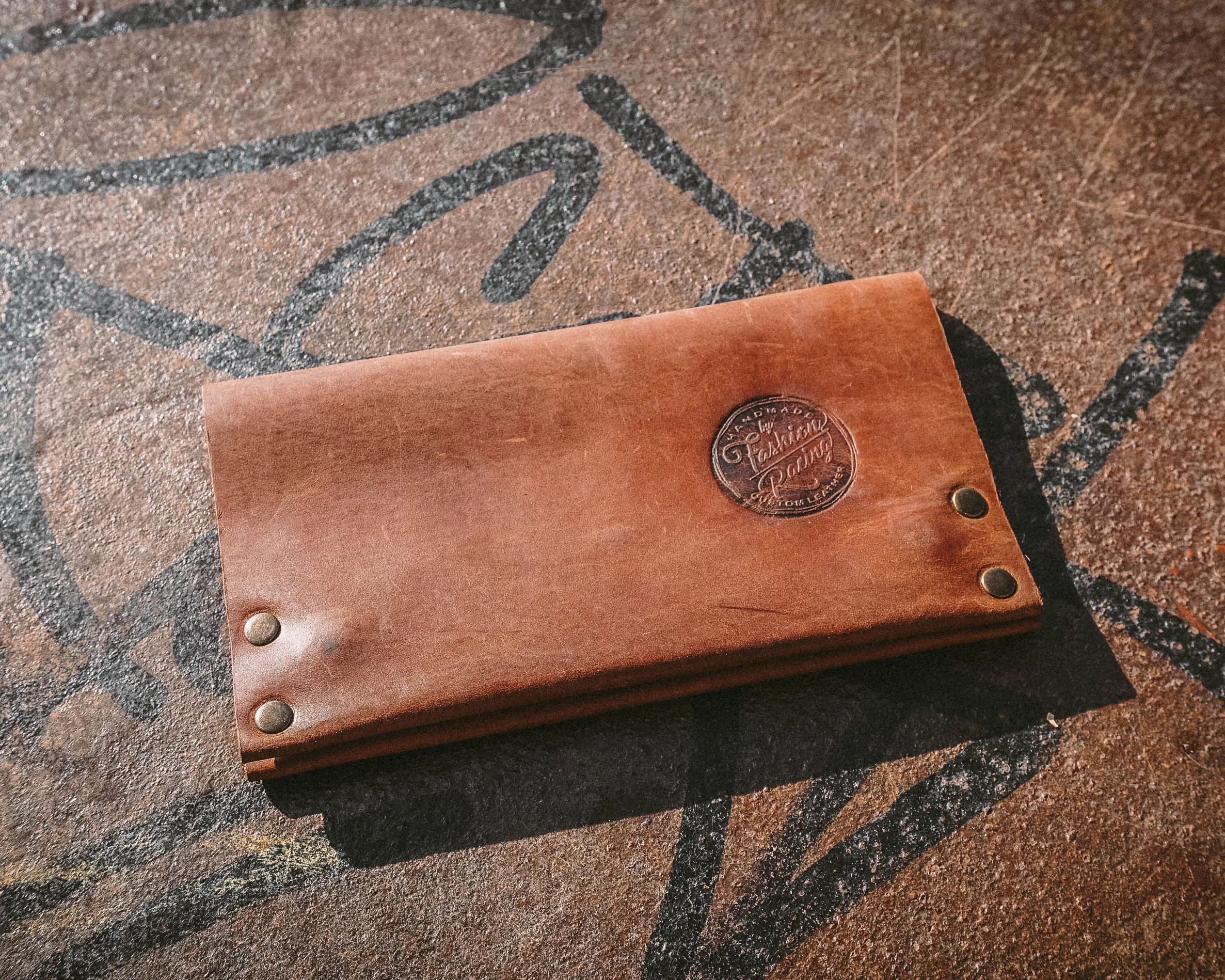 Brown Leather Tobacco Pouch with buttons | Tobacco Case