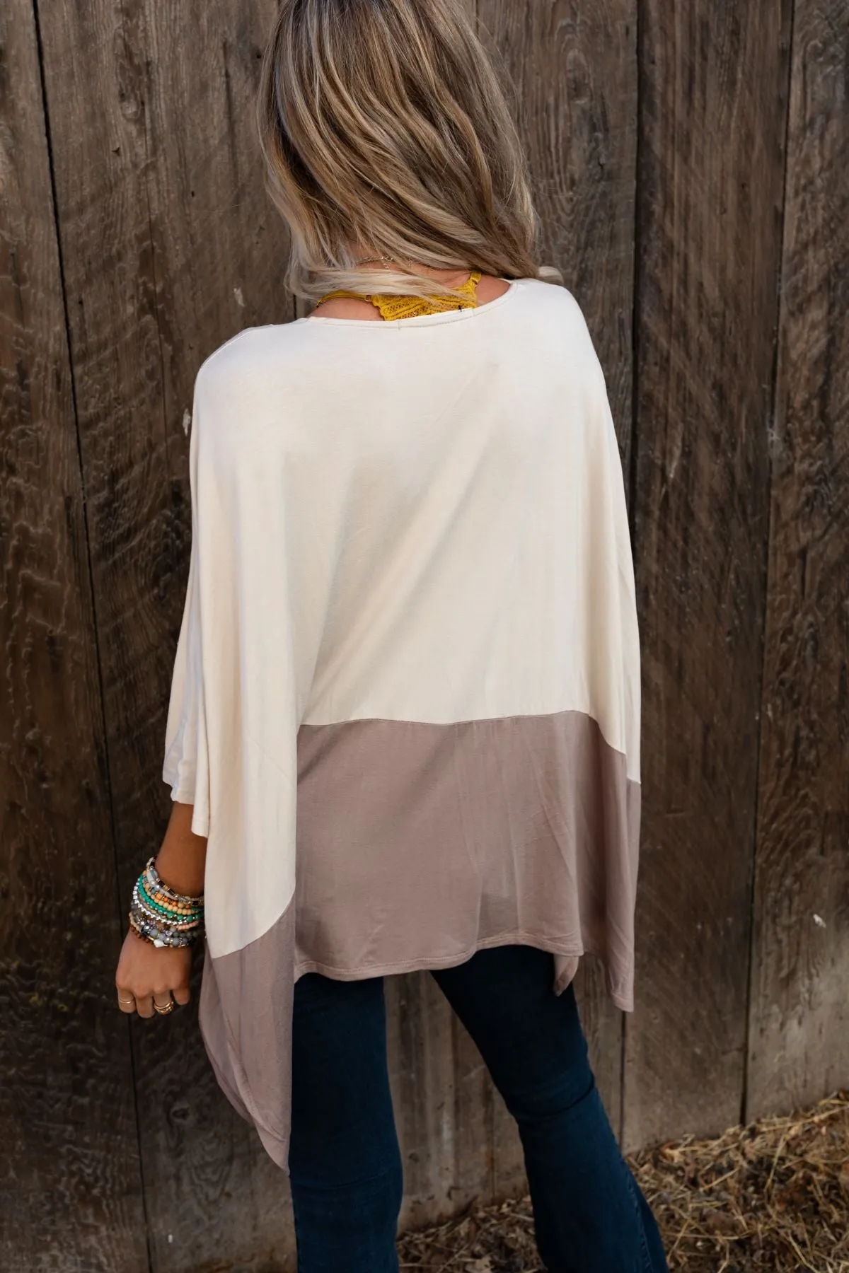 Coffee Sunsets V Neck Top - Brown