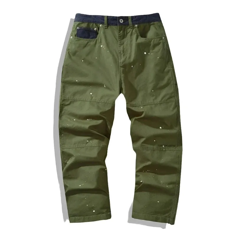 Contrast Waistband Paint Splash Workwear Cargo Pants