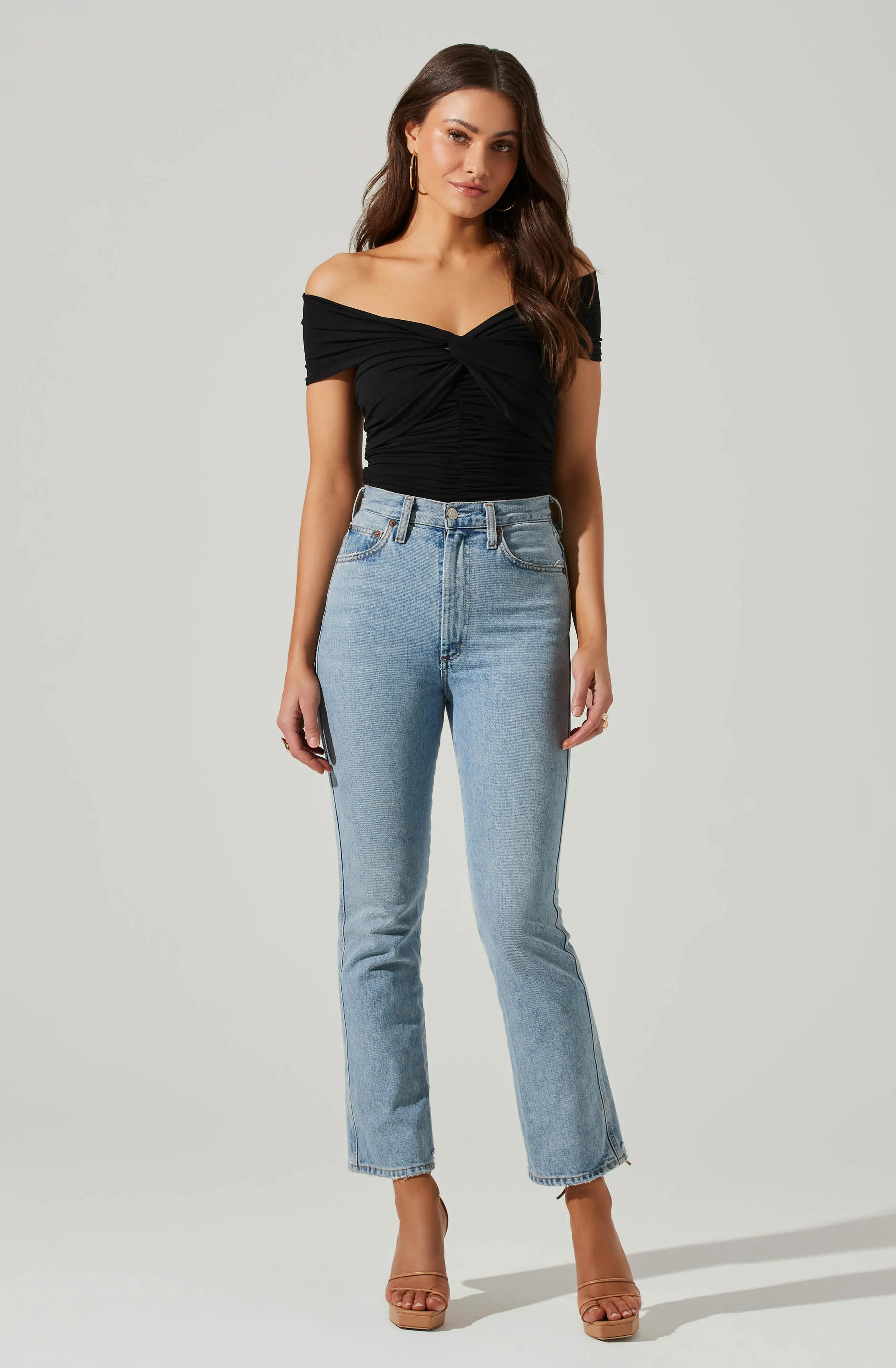 Cornelia Ruched Off Shoulder Bodysuit