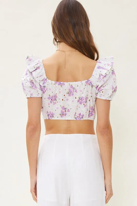 Cotton Eyelet Floral Crop Top