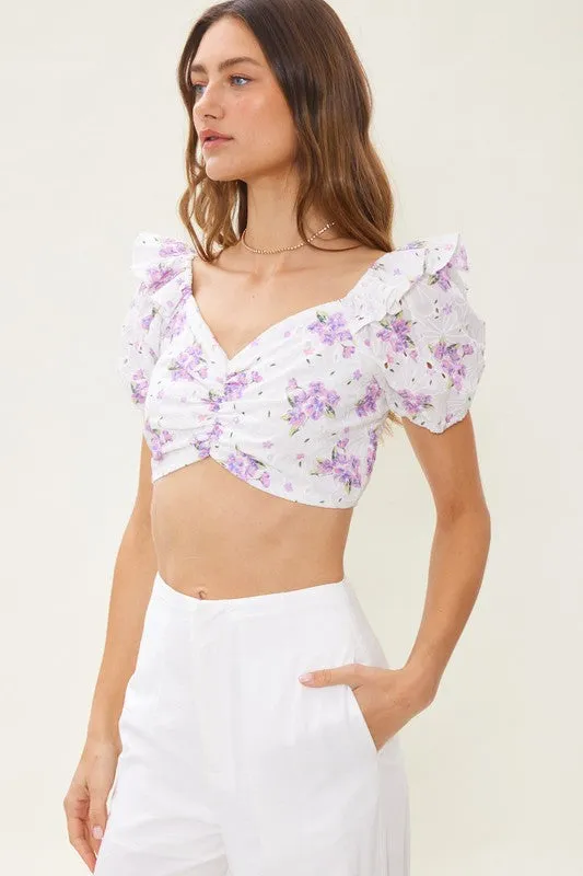 Cotton Eyelet Floral Crop Top