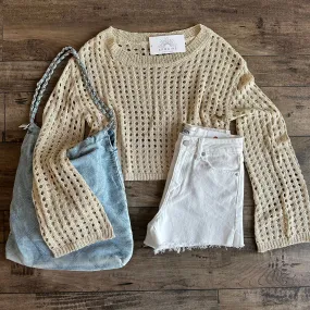 Crochet Long Sleeve Crop Top