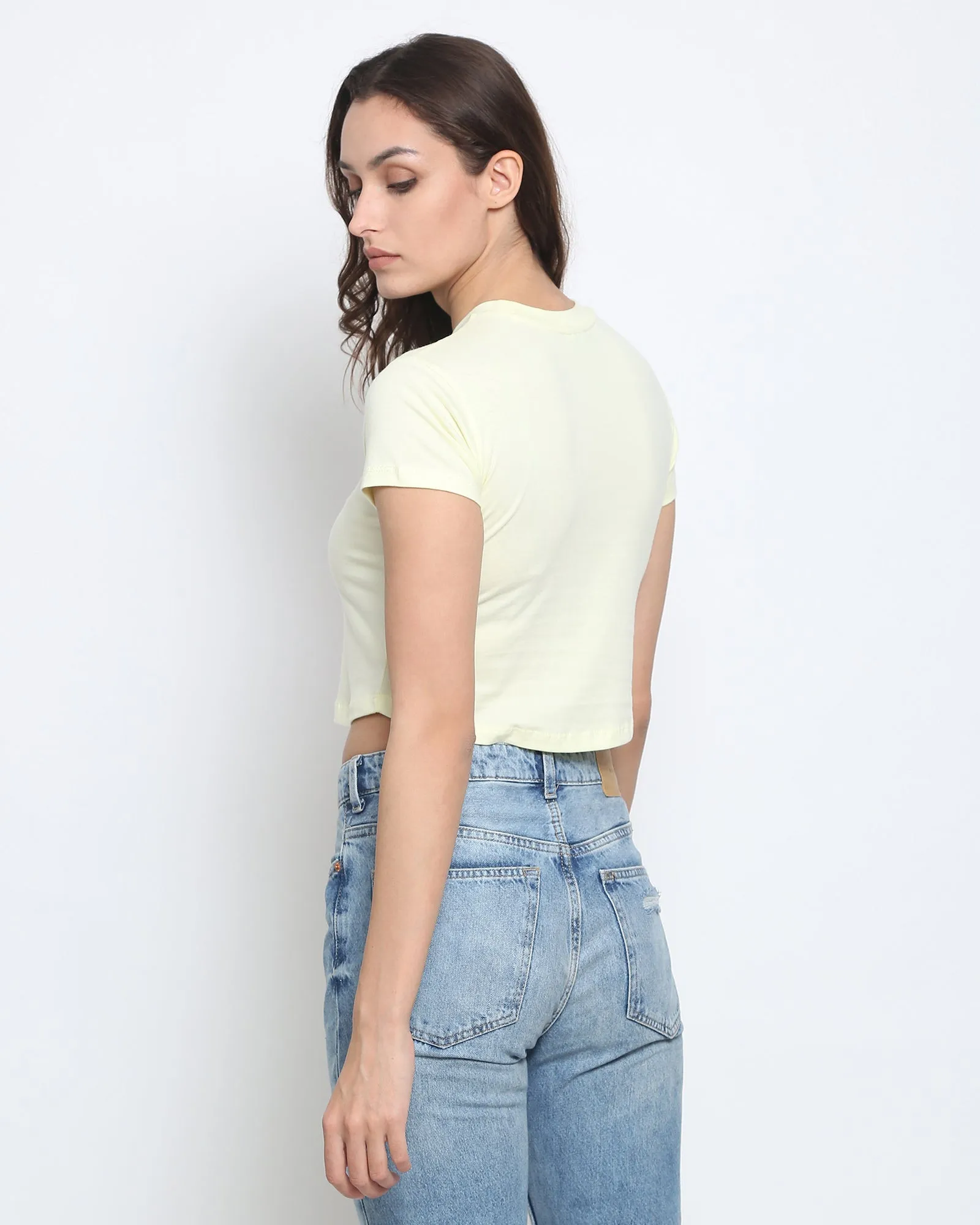 Crop Top: Solid Lemon Chiffon