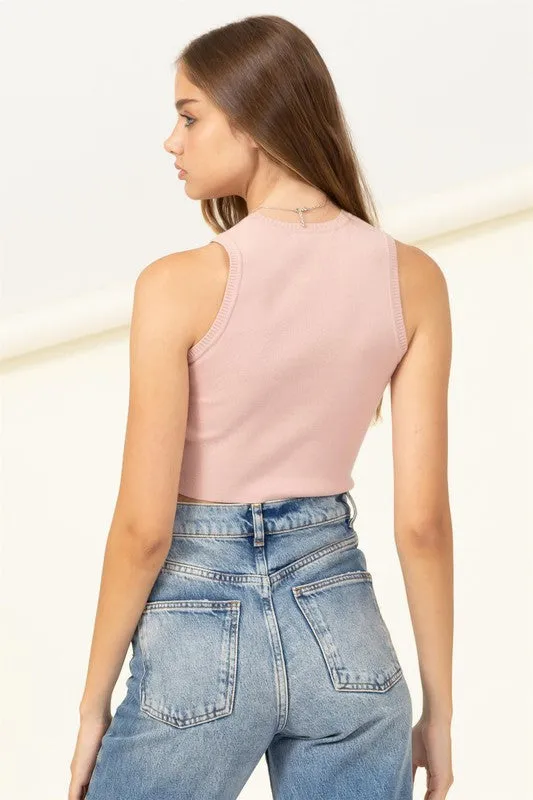 Ella knit crop top, blush