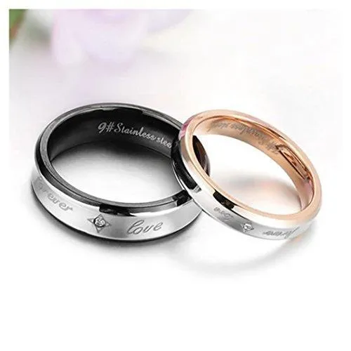 Fashion Stainless Steel "Forever Love" Couples Promise Ring Men Women Wedding Bands