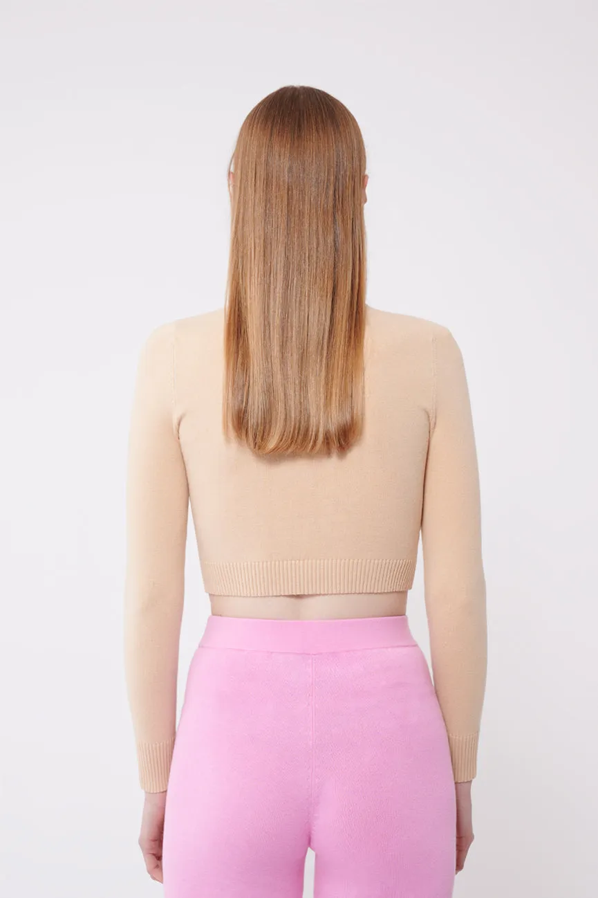 Fieno Peachskin Long Sleeve Crop Crew