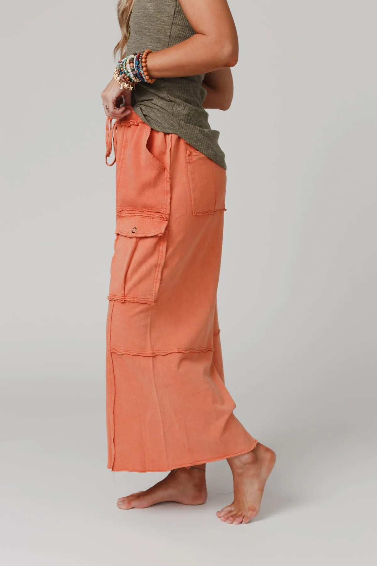 Game On Cargo Wide Leg Pant - Burnt Orange