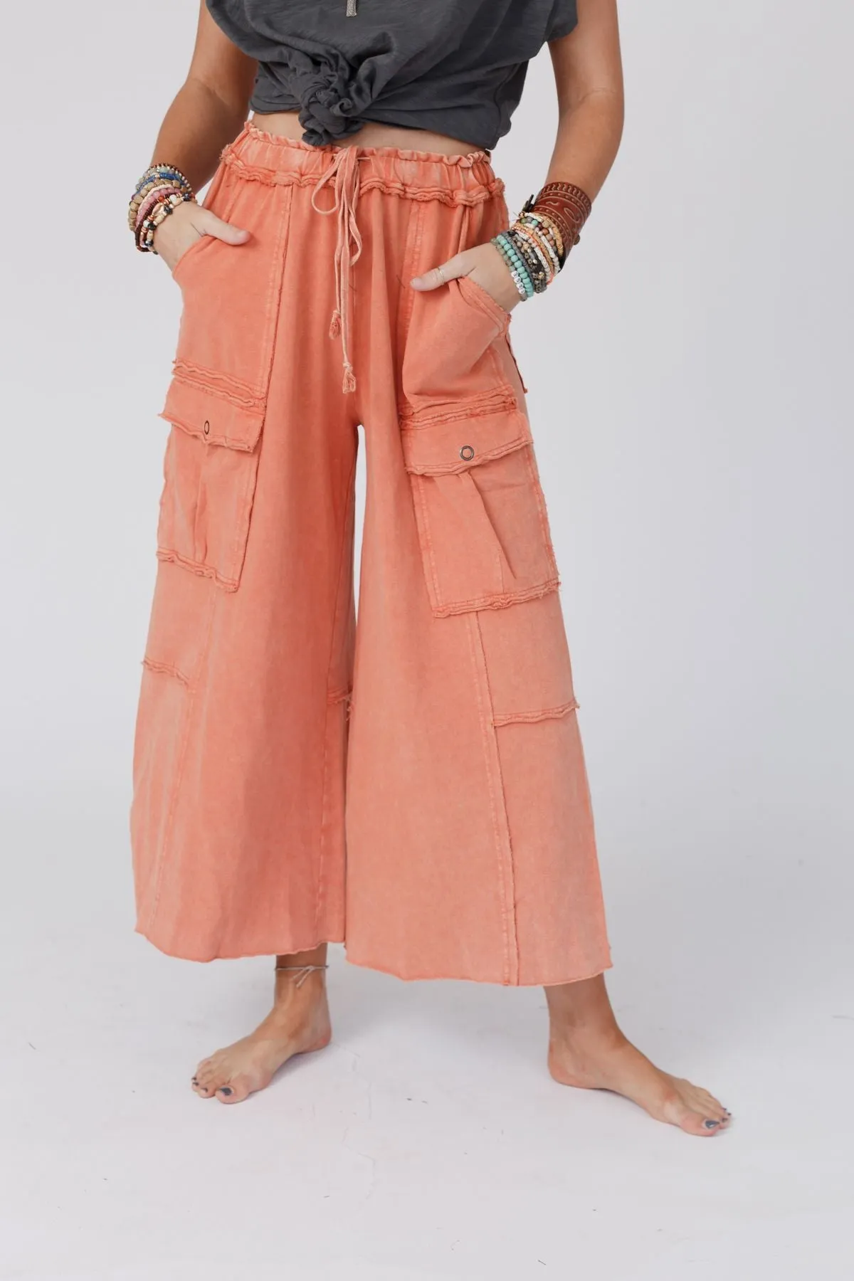 Game On Cargo Wide Leg Pant - Burnt Orange