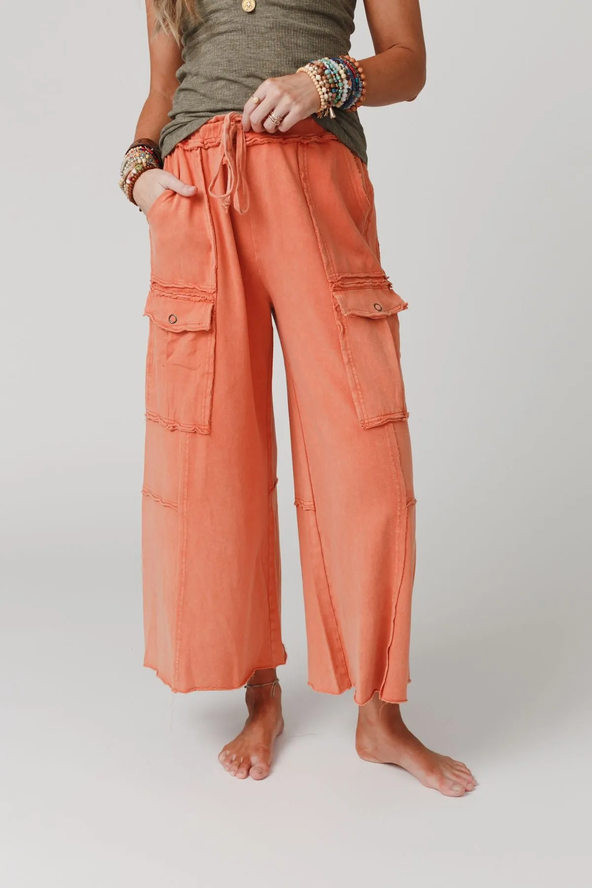 Game On Cargo Wide Leg Pant - Burnt Orange