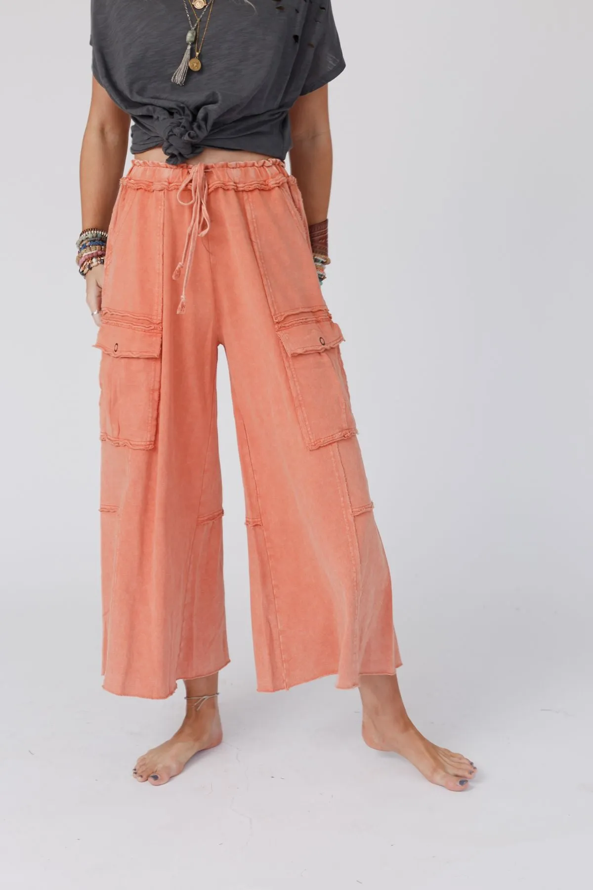 Game On Cargo Wide Leg Pant - Burnt Orange