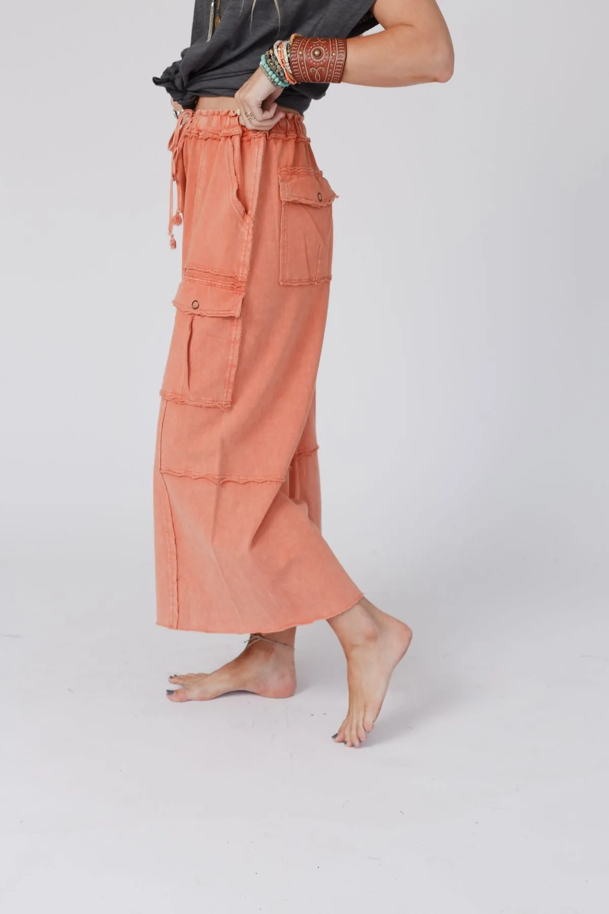 Game On Cargo Wide Leg Pant - Burnt Orange