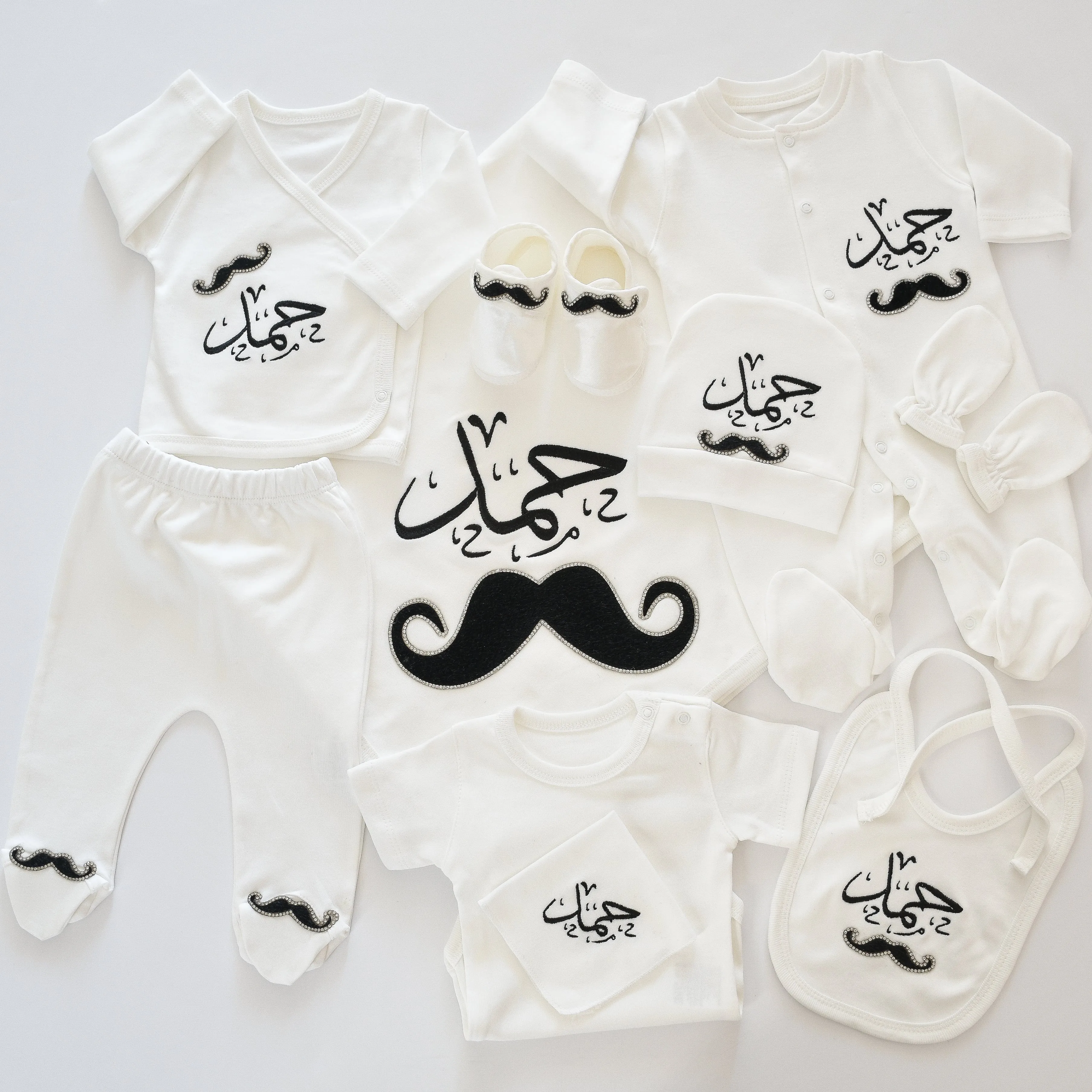 Gentleman's Mustache Baby Boy Coming Home Embroidered Set