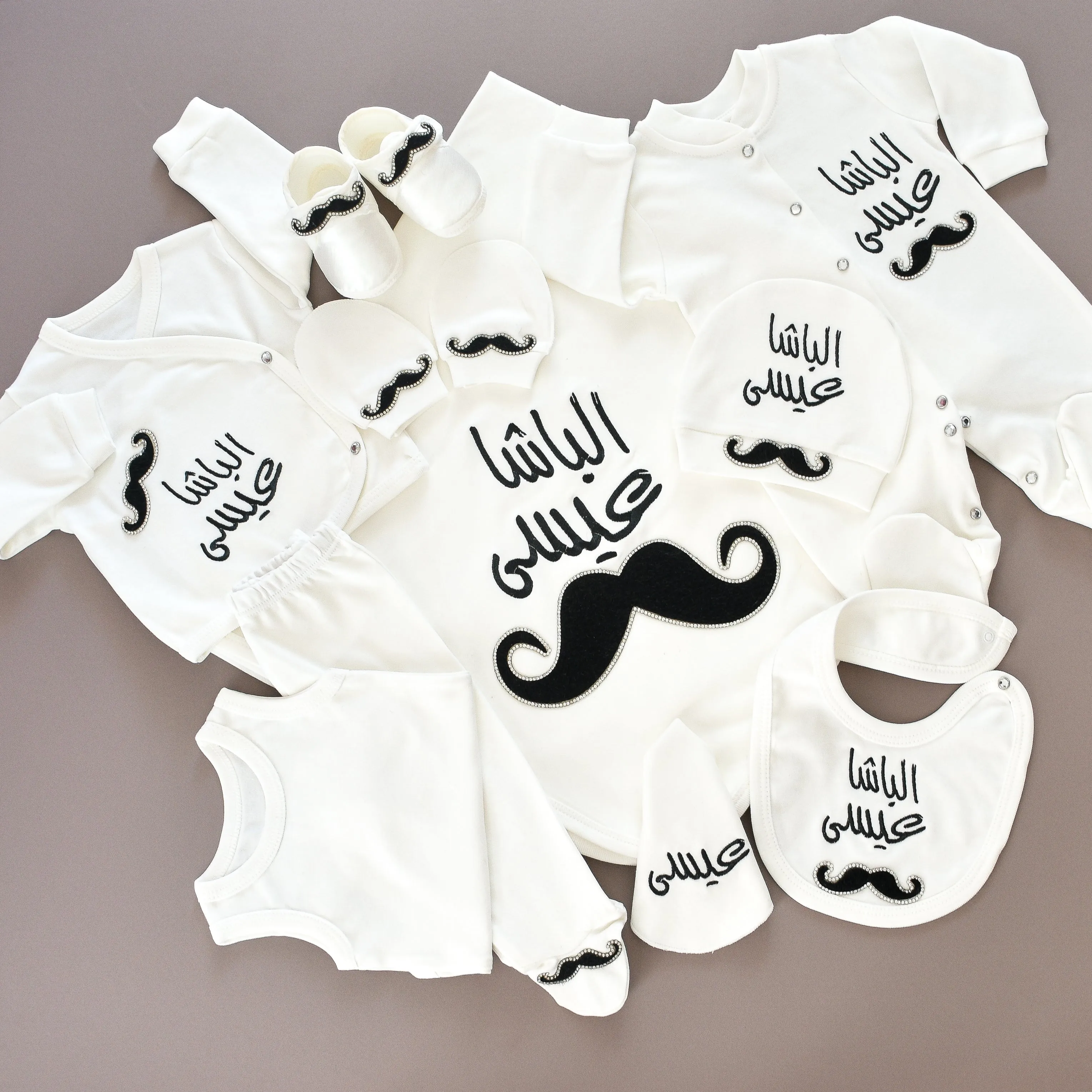 Gentleman's Mustache Baby Boy Coming Home Embroidered Set