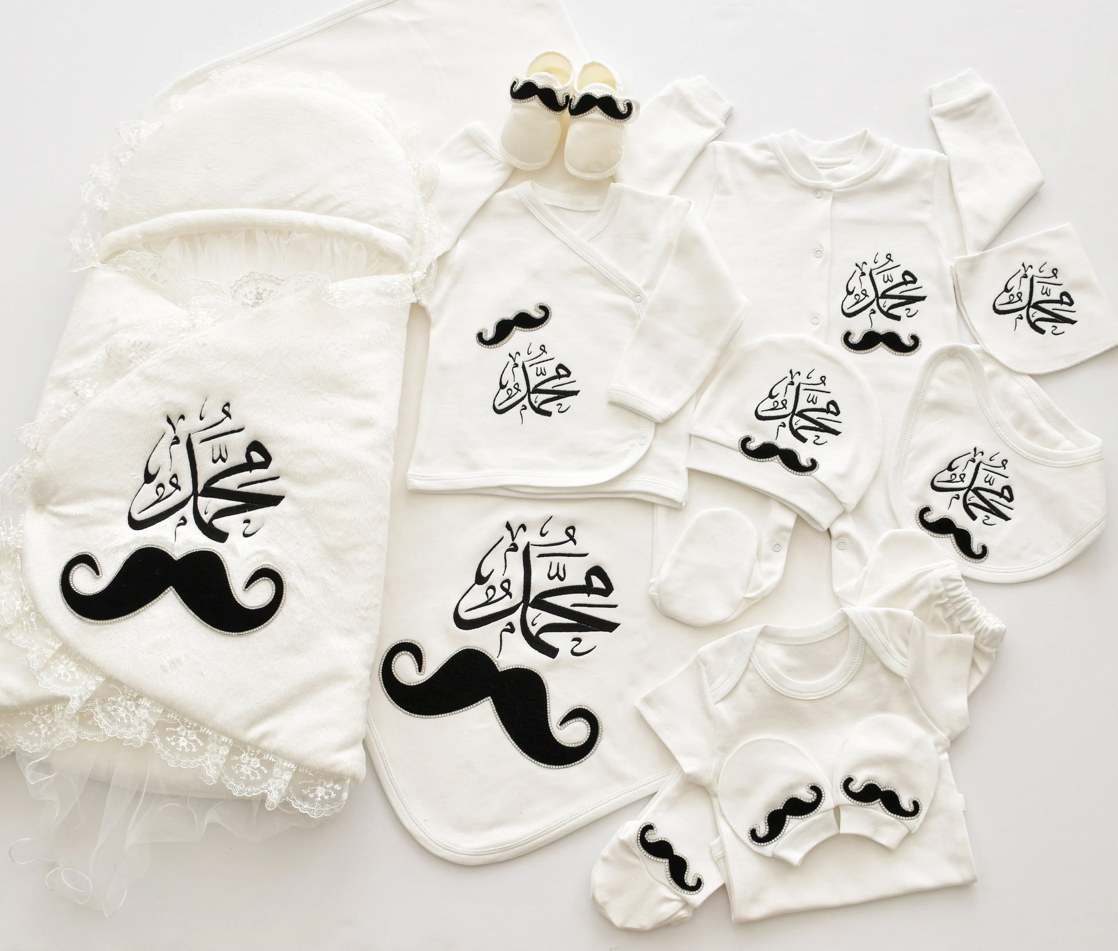 Gentleman's Mustache Baby Boy Coming Home Embroidered Set