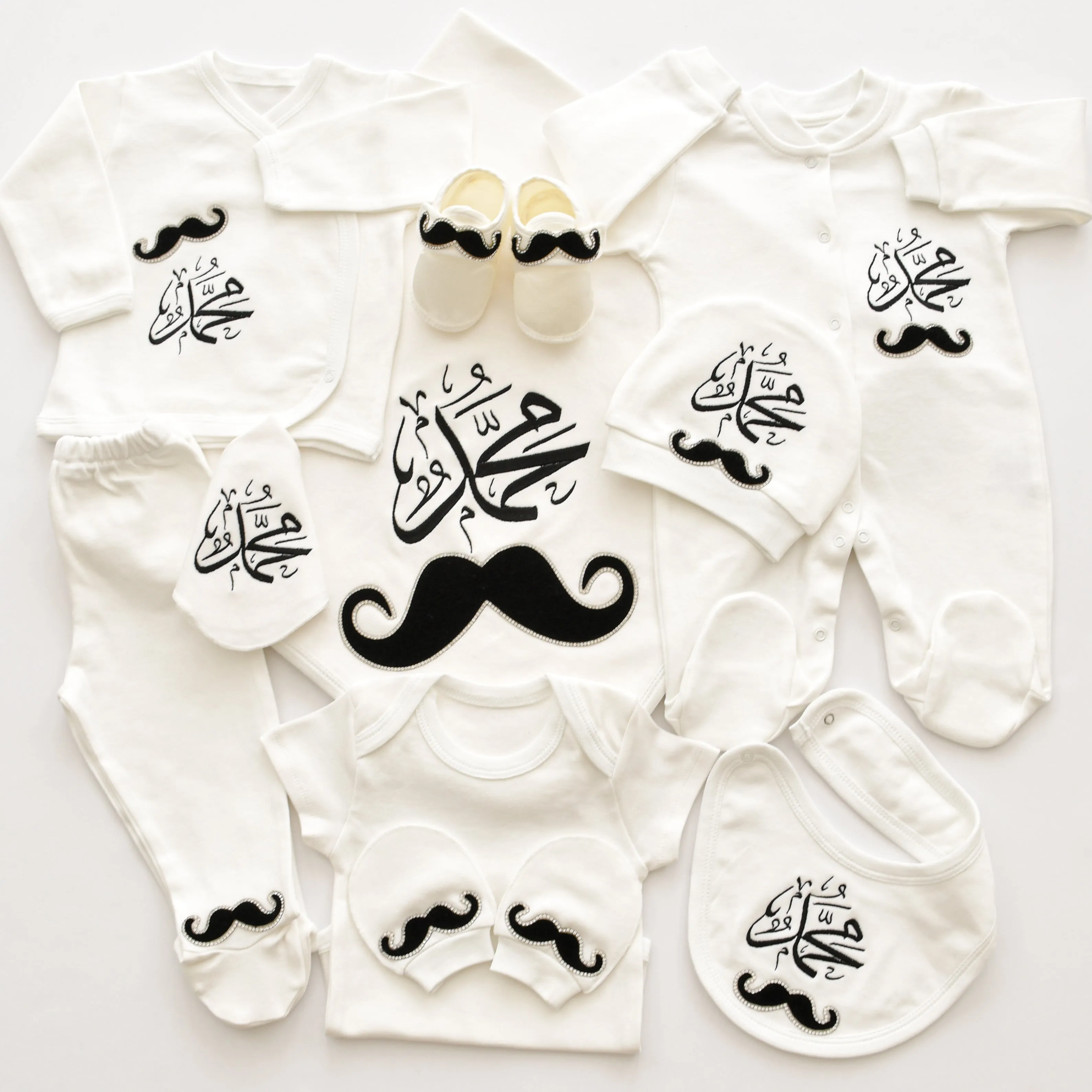 Gentleman's Mustache Baby Boy Coming Home Embroidered Set