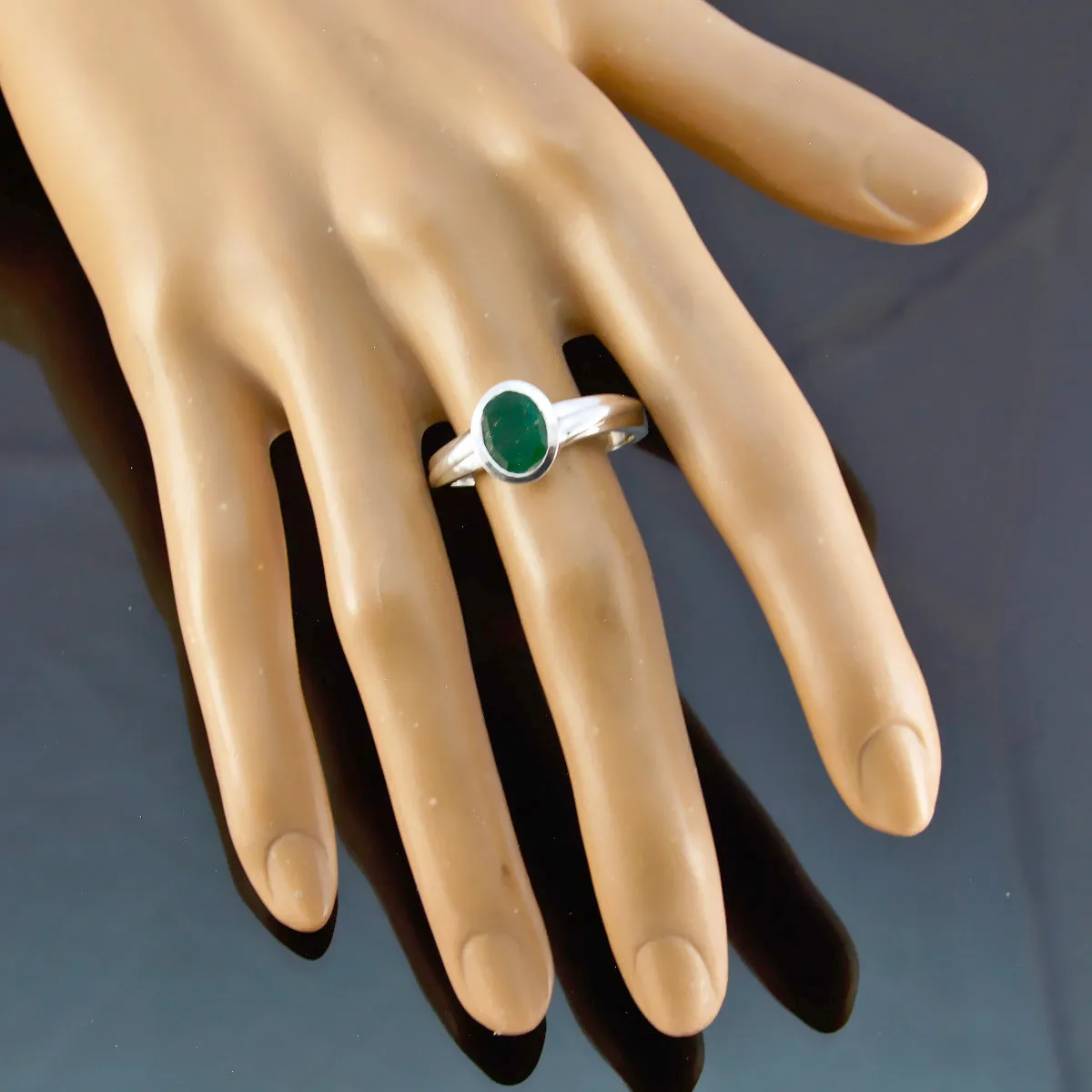 Genuine Gemstone Indianemerald Sterling Silver Ring Jewelry For Sale