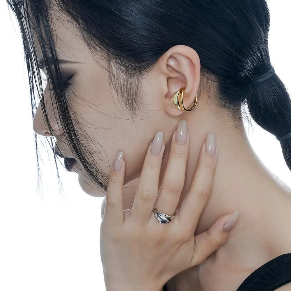 Geometric Adjustable Two-Way Ear Clip & Band Ring