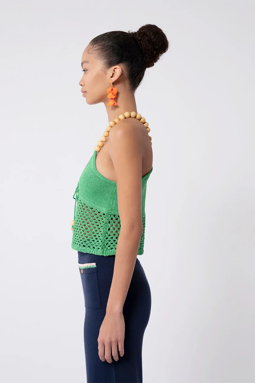 Green Raffia Beaded Camisole