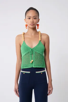 Green Raffia Beaded Camisole