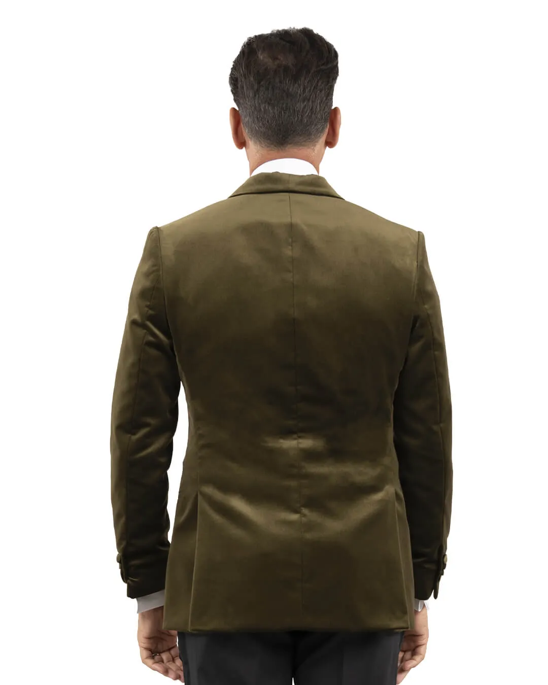 Jacket Shawl Collar Velvet Olive