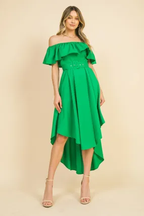 JD6939 Off shoulder low hi dress