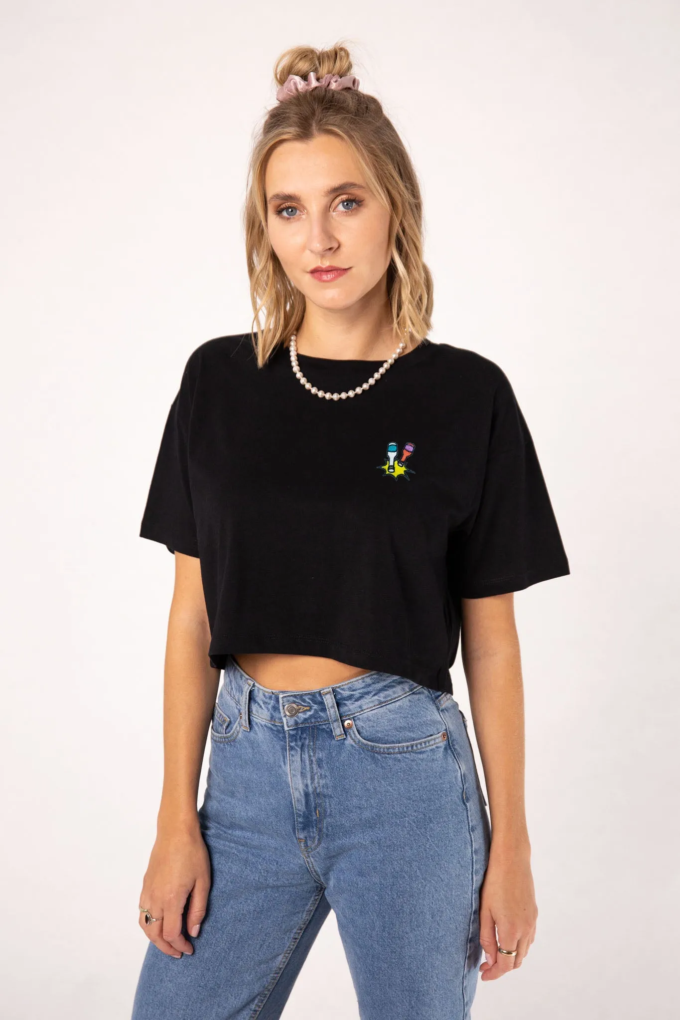 Kleiner Klopfer | Besticktes Bio Baumwoll Crop Top