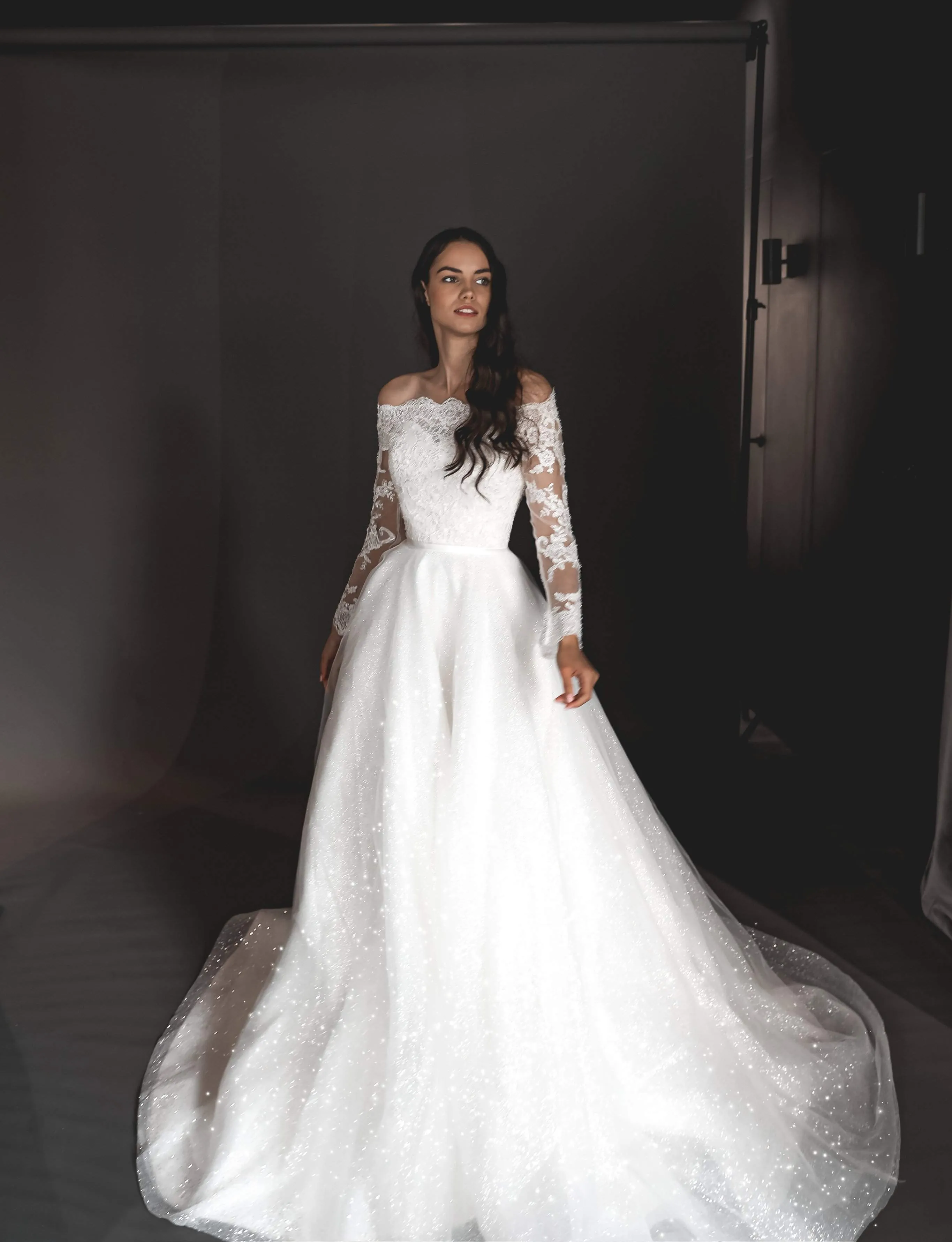 Lace off-the-shoulder Wedding Dress Olies