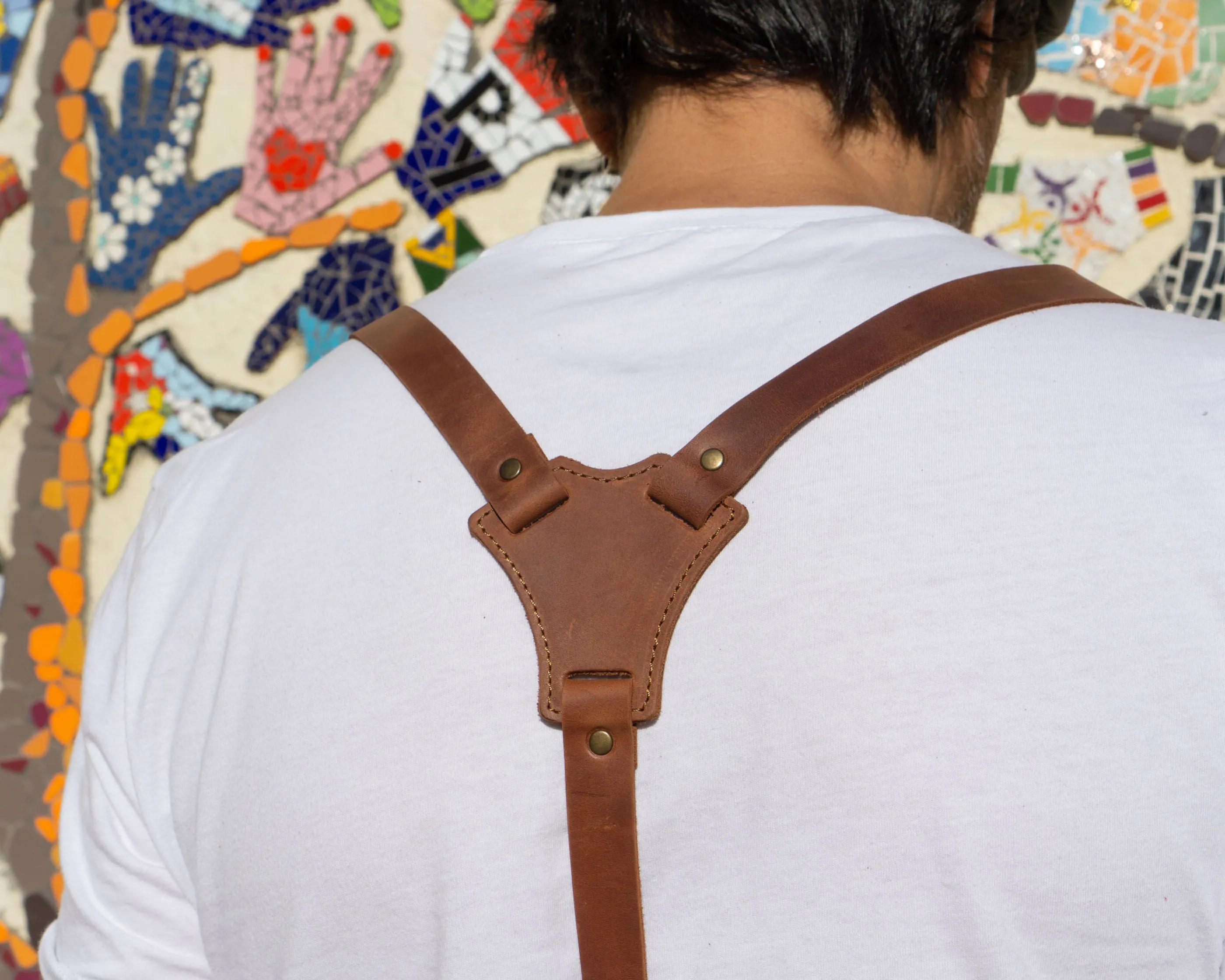 Leather Suspenders Personalized Y Back | Custom Gifts for Men