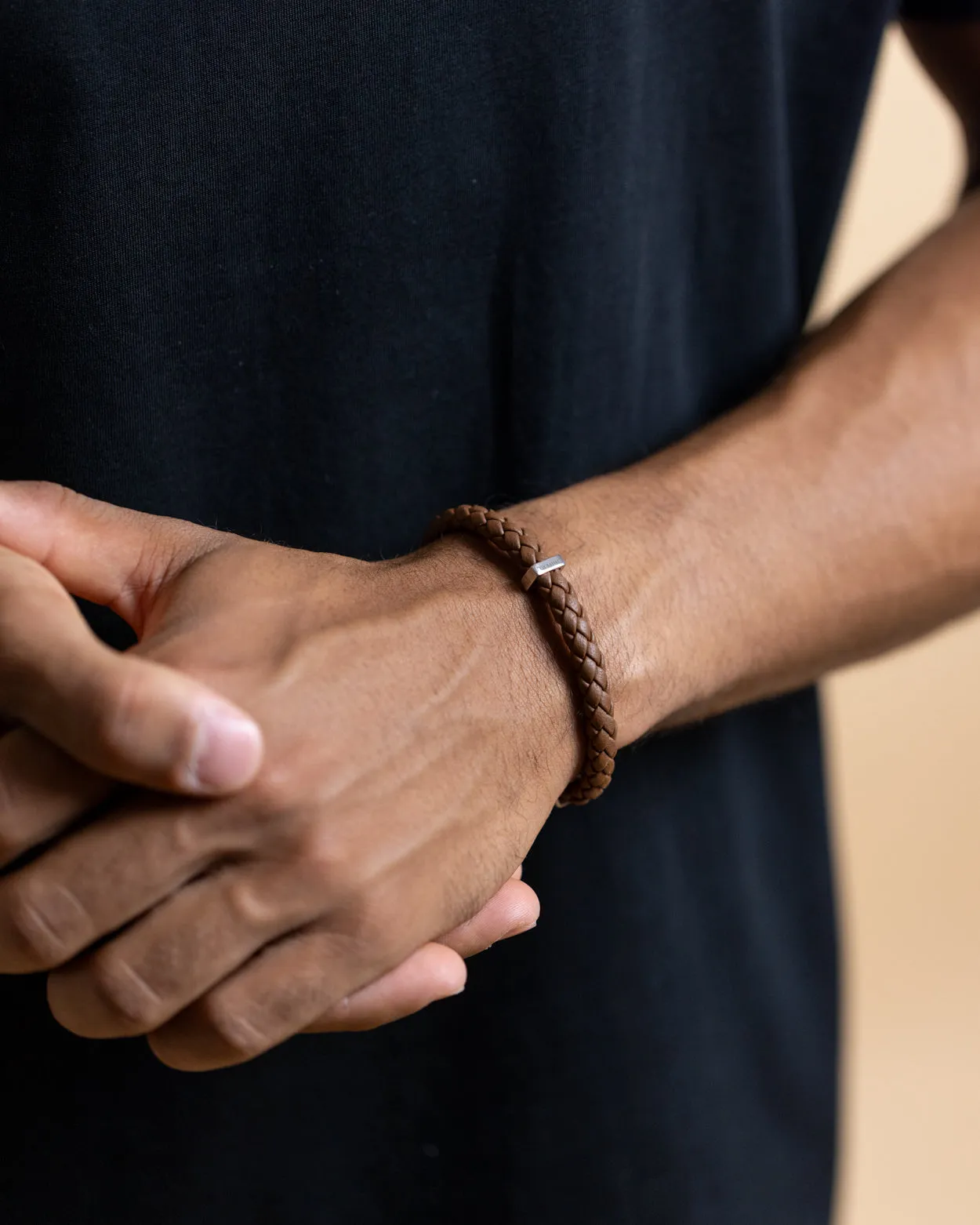 Light brown Italian nappa leather bracelet