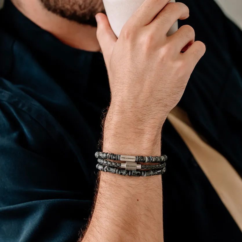 Luke Landon Nappa Leather Bracelet Dark Gray