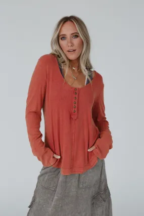 Mazy Ribbed Top - Orange