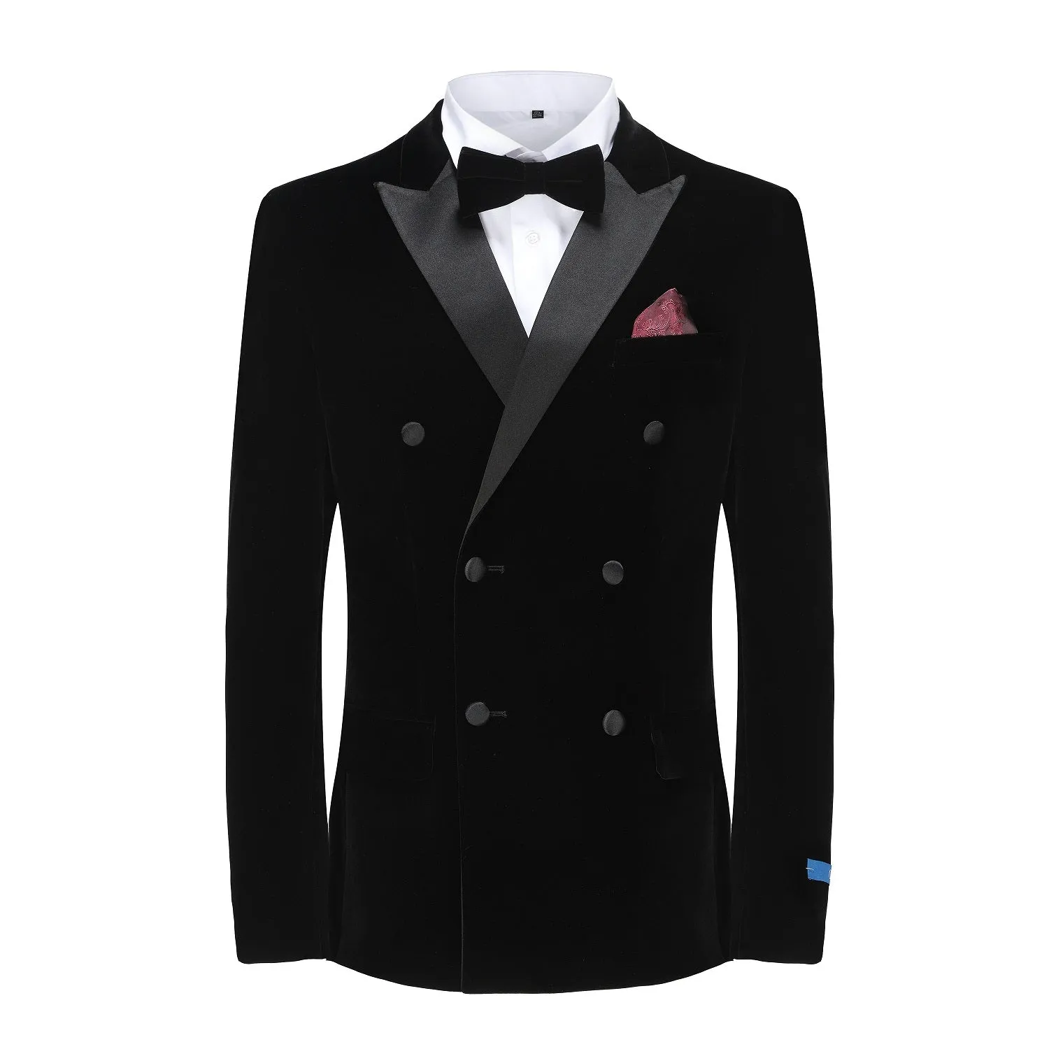 Men's 2-Piece Velvet Birdseye Lapel Double-Breasted Slim-Fit Tuxedo With Performance Stretch Pants