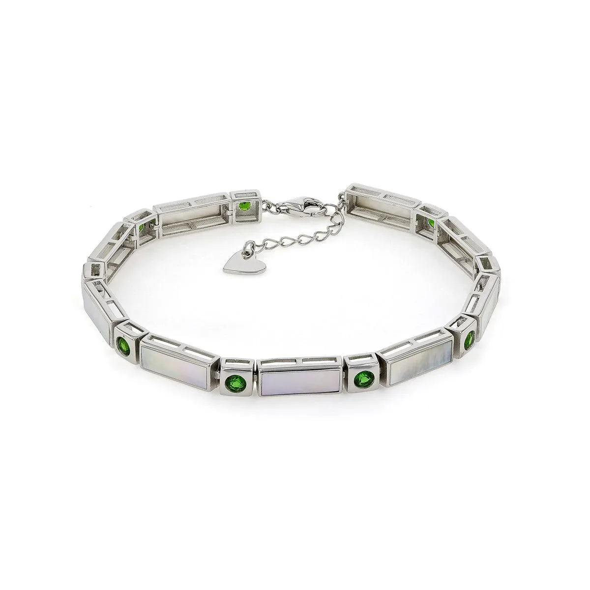 Natural Mother Of Pearl & Chrome Diopside Bracelet