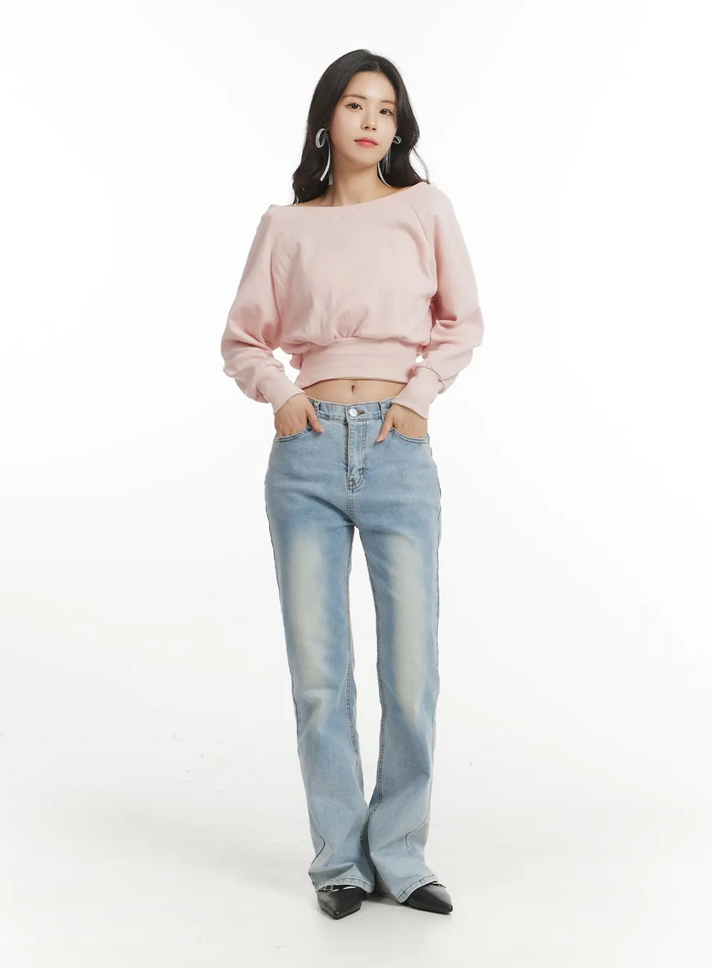 Off-Shoulder Crop Sweatshirt OF427